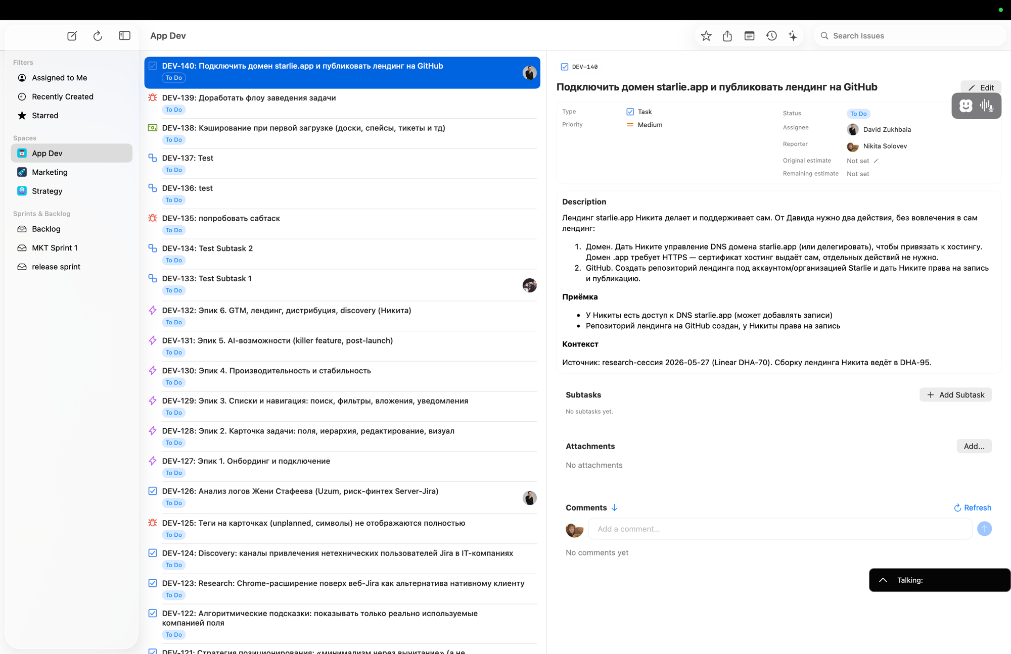 Starlie — native macOS Jira client